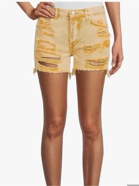 New With Tags Free People Distressed Yellow Denim Women’s Shorts